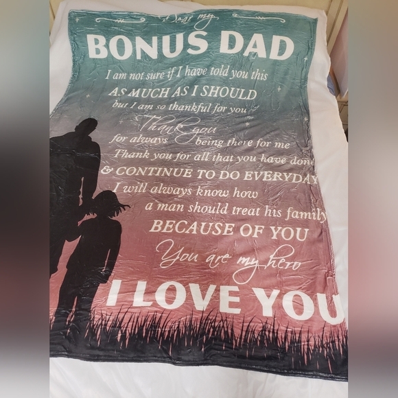 1555- To My Bonus Dad Blanket Throw NWT - Picture 1 of 6